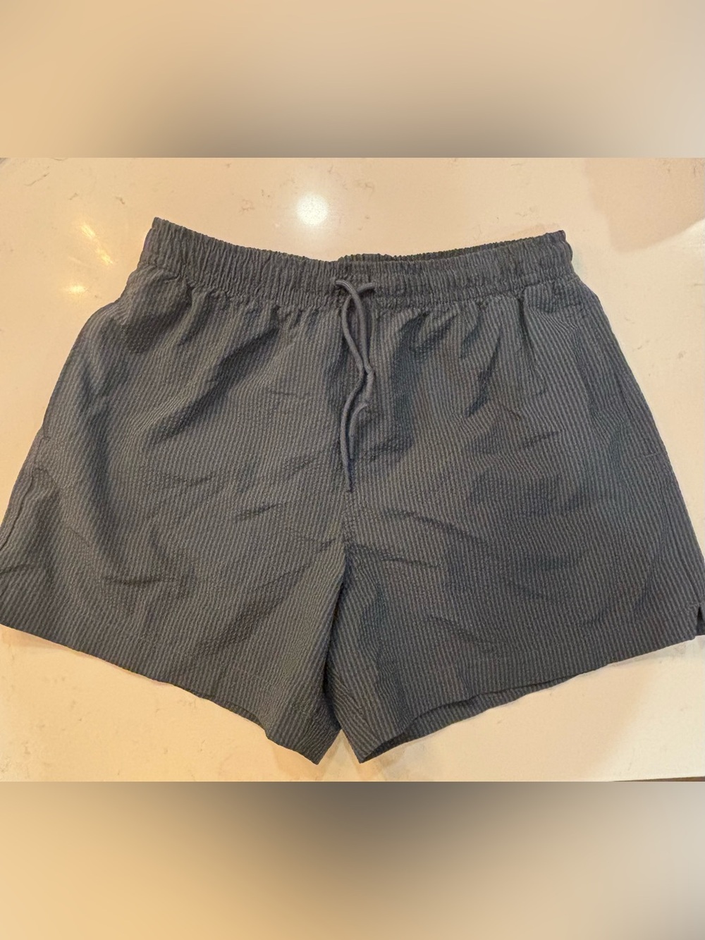 Abercrombie & Fitch Men's Charcoal Textured Drawstring Shorts